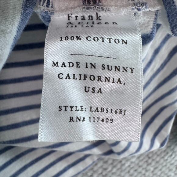 Frank & Eileen Top Womens S Blue White Striped Crew Tee Lab Long Dolman Sleeve - Picture 12 of 12